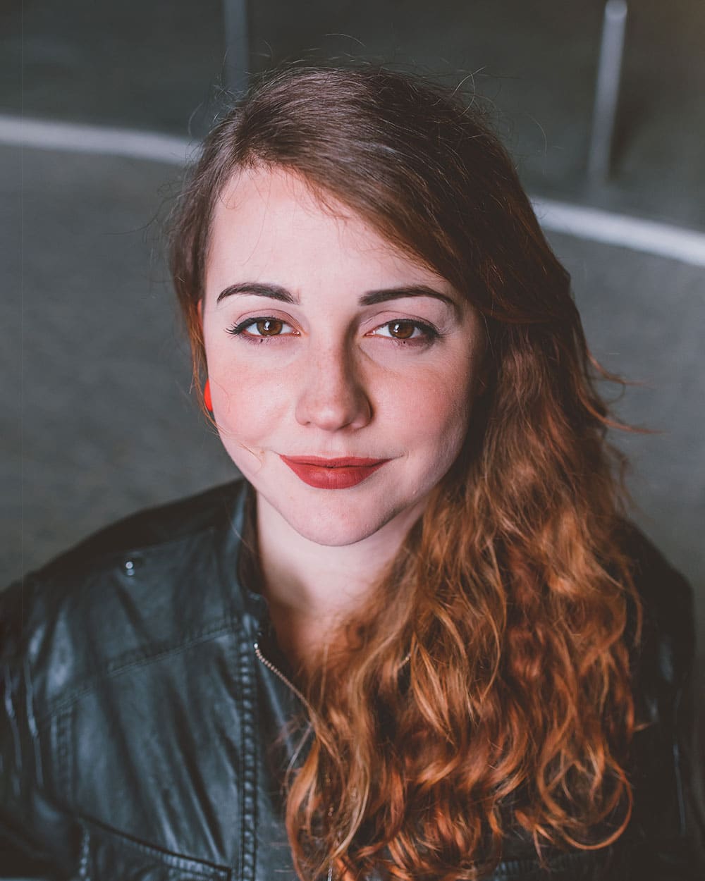 a woman looking at the camera