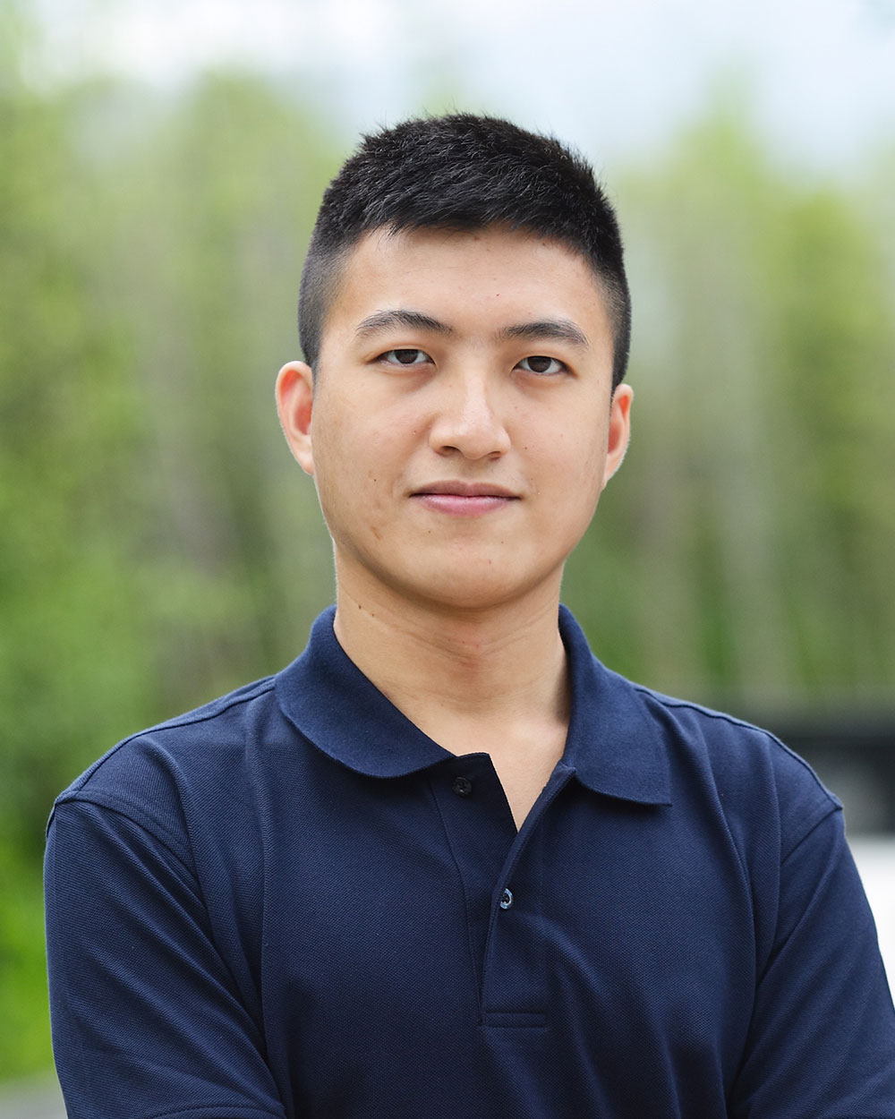 a man wearing a blue shirt