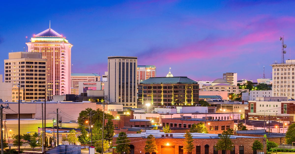 a tall building in a city